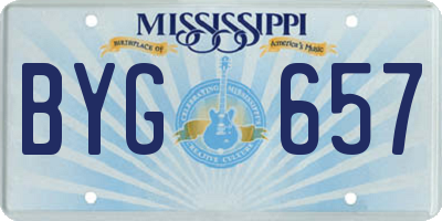 MS license plate BYG657