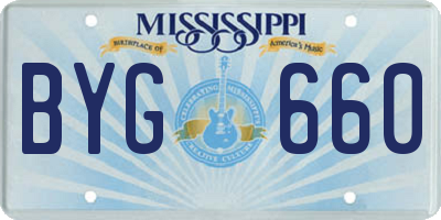 MS license plate BYG660