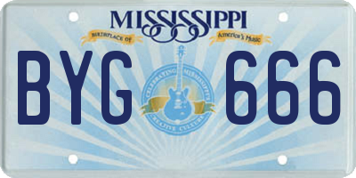 MS license plate BYG666