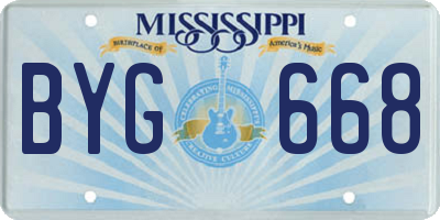 MS license plate BYG668