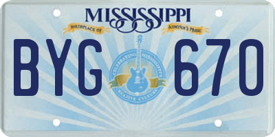 MS license plate BYG670