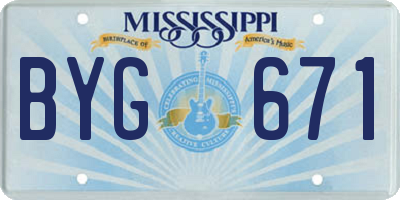 MS license plate BYG671