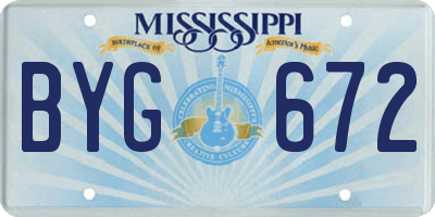 MS license plate BYG672