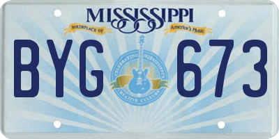 MS license plate BYG673
