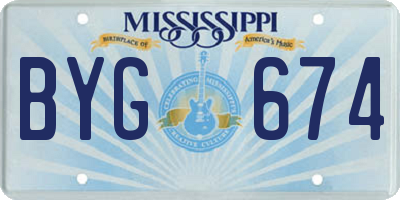 MS license plate BYG674