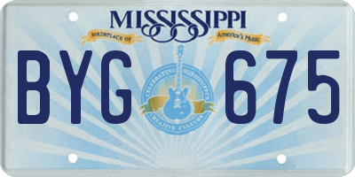 MS license plate BYG675