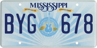 MS license plate BYG678