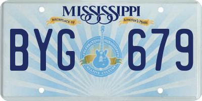 MS license plate BYG679