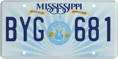 MS license plate BYG681