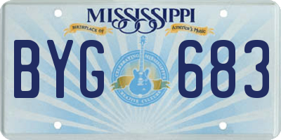 MS license plate BYG683