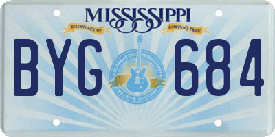 MS license plate BYG684