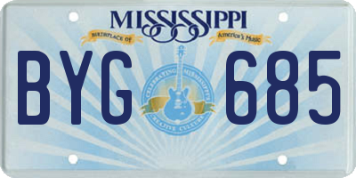 MS license plate BYG685