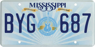 MS license plate BYG687