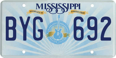MS license plate BYG692
