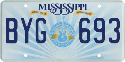 MS license plate BYG693