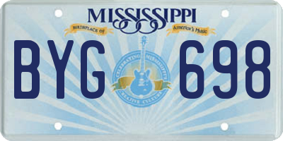MS license plate BYG698
