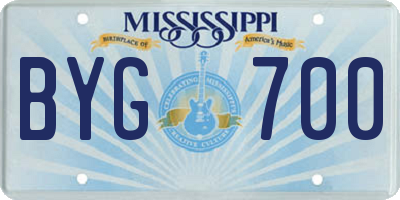 MS license plate BYG700