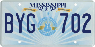 MS license plate BYG702