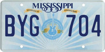 MS license plate BYG704