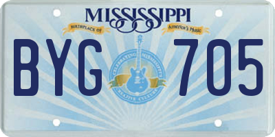 MS license plate BYG705