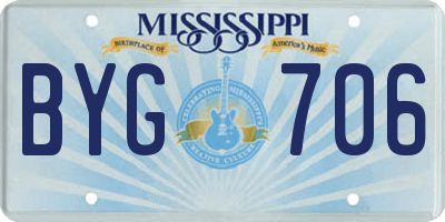 MS license plate BYG706