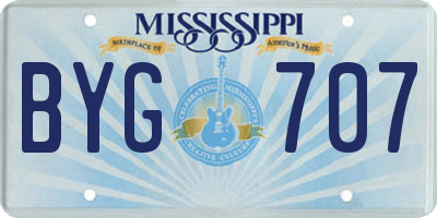 MS license plate BYG707
