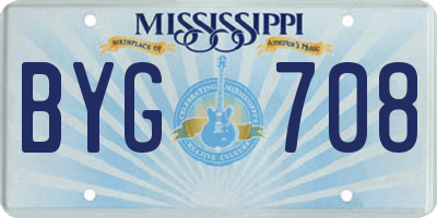 MS license plate BYG708