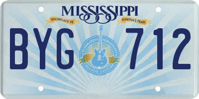 MS license plate BYG712