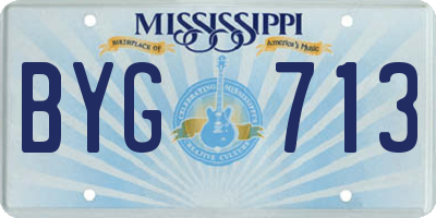 MS license plate BYG713