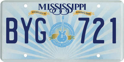 MS license plate BYG721