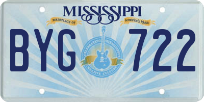 MS license plate BYG722