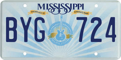 MS license plate BYG724