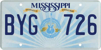 MS license plate BYG726