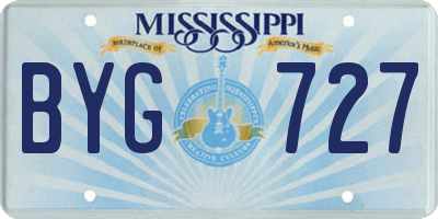 MS license plate BYG727