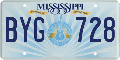 MS license plate BYG728