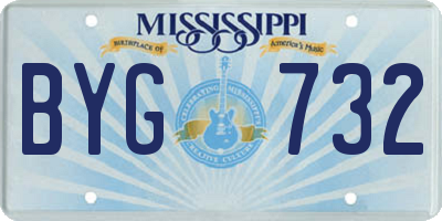 MS license plate BYG732