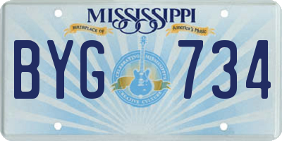 MS license plate BYG734