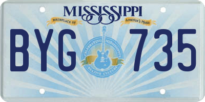 MS license plate BYG735