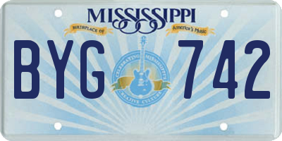 MS license plate BYG742