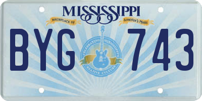 MS license plate BYG743