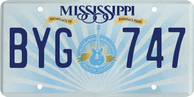 MS license plate BYG747