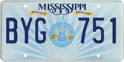 MS license plate BYG751