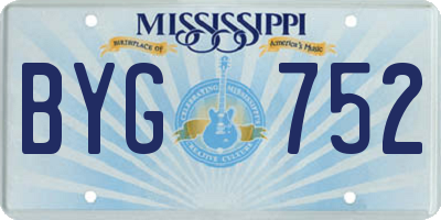 MS license plate BYG752