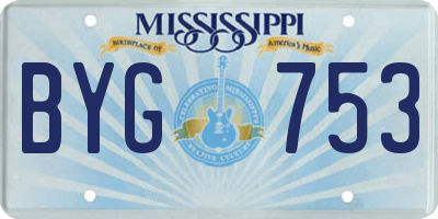 MS license plate BYG753