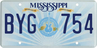 MS license plate BYG754