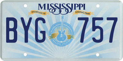 MS license plate BYG757