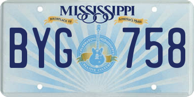 MS license plate BYG758