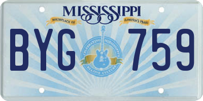MS license plate BYG759