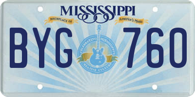 MS license plate BYG760