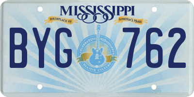 MS license plate BYG762